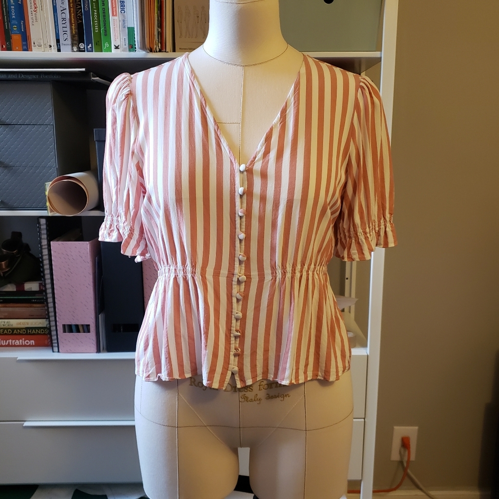 Pink & White Striped Blouse